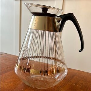 Pyrex Gold and Black Glass Coffee Carafe